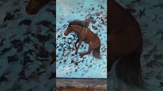 Surrealism. Oil Painting. Art. Horse Painting. Oil on Canvas