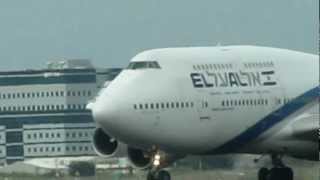 Elal Airlines Boeing 744 landing rwy 26 at Ben Gurion airport-Israel