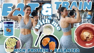 EAT AND TRAIN WITH ME FOR THE DAY TO STAY FIT & FUELED! High Protein, Balanced Meals, Upper Workout