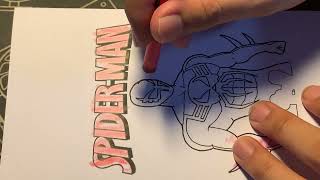 Today let's color the picture of superhero spiderman and the Spiderman logo