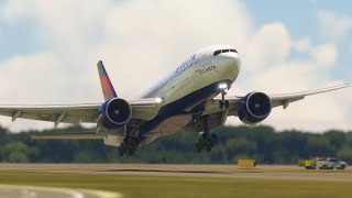 SMALL AIRPORT DANGEROUS LANDING!!! DELTA AIRLINES Boeing 777 Landing At Zurich Airport MFS2020