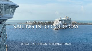 Harmony of the Seas Sailing into Coco Cay Bahamas with Mariner of the Seas April 14 2023