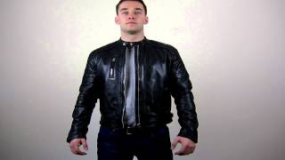 Men's Black Leather Biker Jacket - Titanium