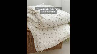 Cotton Muslin Baby Quilt   Toddler and Twin Size  #babybedding#babyquilt #babyblanket #babygift