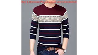 Autumn striped men pullover sweaters social cotton thin casual crocheted striped knitted sweater m