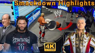 WWE 2K24: Roman Reigns VS Cody Rhodes Match on Smackdown Live in Hindi