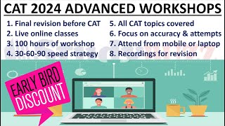 60 days to CAT | CAT Advance Workshops from 12th October | Complete revision of all topics