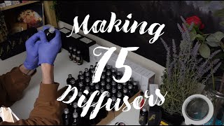 MAKING 75 REED DIFFUSERS // small business vlog