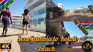 🇬🇲4K SENEGAMBIA O.I.C Highway To The calm & tranquil SENEGAMBIA-KOLOLI BEACH Day Walk in THE GAMBIA.