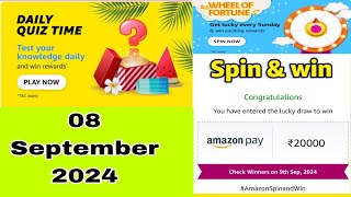 Amazon daily quiz time answers today, Amazon quiz today, Amazon daily quiz answers 8 September 2024