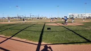 Aaron hits base clearing double one hop to the fence