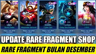 BOCORAN UPDATE RARE SKIN FRAGMENT SHOP BULAN DESEMBER 2023 - MOBILE LEGENDS