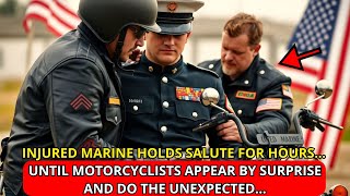 Injured Marine Holds Salute for Hours, Until Motorcyclists Appear by Surprise and Do the Unexpected…