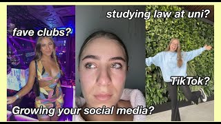 Q&A/ STUDYING LAW AT UNI + HOW I GOT FOLLOWERS ON TIKTOK + HOW TO SUCCEED IN YEAR 12 + FAVE CLUBS