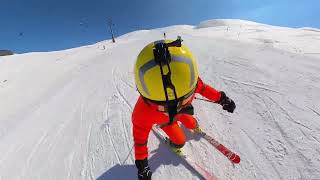 Enjoy short, medium and long turns in ski carve