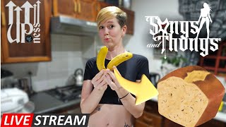 Miss Thongs is baking banana bread live. Because why not?!