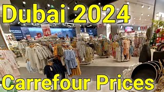 Dubai Carrefour Supermarket Clothes Prices Walking Tour 4K