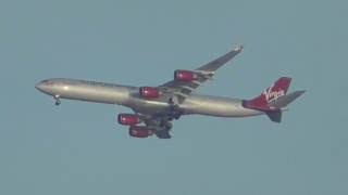 Virgin Atlantic Airbus a340-642 beautiful approach to JFK airport