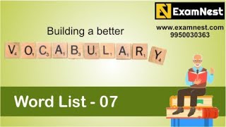 Vocabulary - 07 | Word List | Entrance Exams | Improve Verbal | CAT | IPMAT