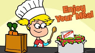 ♪ ♪ Children's song Enjoy Your Meal - Funny food Song - Hooray Kids Songs & Nurserey Rhymes