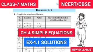 Class 7 Maths Chapter- 4 SIMPLE EQUATIONS- Exercise-4.1 Solution | NEW SYLLABUS |  NCERT CBSE