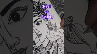 Reel vs Reality.... #krishna #kanha #mandalaart #shorts #ytshorts #drawing #new #art #viral