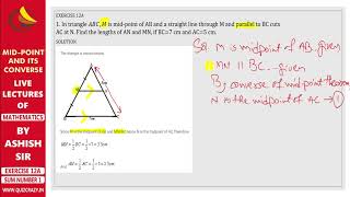 Mid-Point and its Converse | Exercise 12A Sum Number 1 by Ashish Sir Mathematics