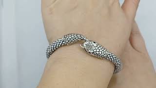 Bead Snake Bracelet, Snake Bracelet Silver, Ouroboros Snake Bracelet, Snake Lover Gift