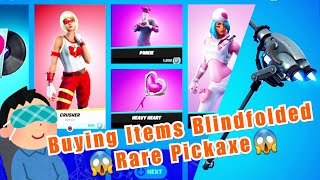 Buying Items Blindfolded + Ultra Rare Pickaxe Showcase - Fortnite