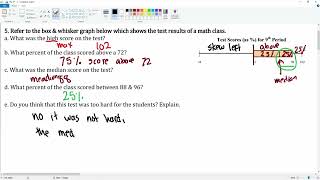 Analysis a Box and Whisker. Question 5