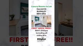 Burnley Luxury Furnished Rooms to Let for Professionals Harold St - First Weeks Rent Free! #shorts