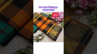 Pure Chettinad Checked Cotton Sarees Collections#shorts#shortsfeed