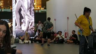 Singers and dancers in Rome Fiumicino Airport