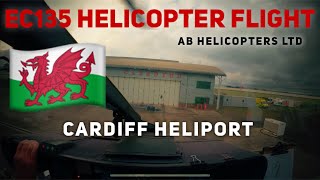 Airbus EC135 helicopter Cardiff heliport takeoff and landing