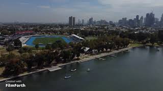 Albert Park Formula 1 Race Track DJI 2 mini 4k Drone Melbourne Australia