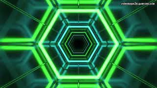 VJ LOOP 118 - Metallic Hexagonal Tunnel with Cyan & Green Neons - 4K - 30 min