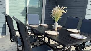 Sophia & William 7-Piece Patio Dining Set | Denim Blue Swivel Chairs #diningset #patio