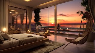 Embracing Night Seaside Elegance | Cozy Jazz Music in Luxury Hotel 4K to Sleep, Study or Relax