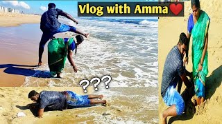 Beach vlog with Amma❤ | Vera level enjoyment🔥 | Galatta couples