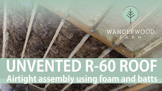 R-60 Unvented Roof Assembly: Combine fiberglass & closed-cell foam (059)