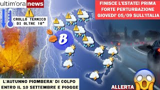 METEO: CONFERMATO! CICLONE INSTABILE E TEMPORALI SULL'ITALIA GIOVEDÌ 05 SETTEMBRE: É FINE ESTATE!