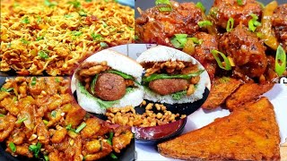 5 different snacks for evening | quick snacks recipe | Manchuria | egg noodles | bread pakoda | corn