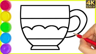 How to draw tea cup || Tea cup Drawing step by step || Cup Drawing beautiful ||Cup Drawing Cute.