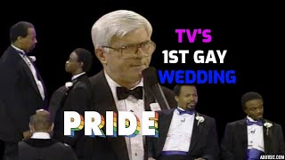 Lost Donahue show; Phil Donahue presents the 1st Gay wedding on US television, Circa 1990