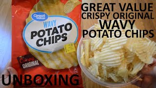 Unboxing Great Value Crispy Original Wavy Potato Chips