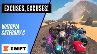 Every Zwift Rider Needs a Good List of Excuses! // Zwift Racing // Volcano Flat Route // Category C