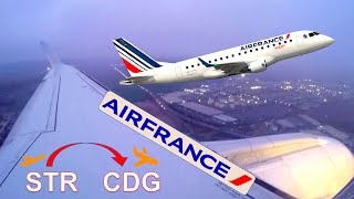 🌅✈️ Amazing Sunrise Flight: Air France Regional E170 from Stuttgart to Paris CDG! 🇩🇪🇫🇷