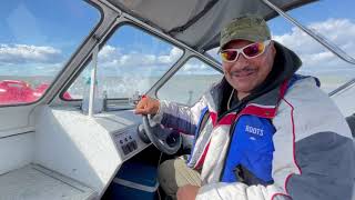 Boating the Mackenzie River with North Star Adventure: Just leaving Norman Well, high winds again