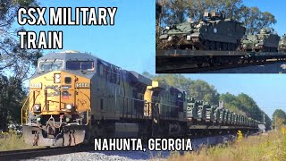 CSX Military Train on the Move at the Diamond, Nahunta, Georgia - 10-20-2024