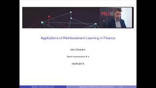 MLI - Applications Of Reinforcement Learning In Finance by Ivan Zhdankin